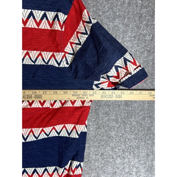 Hollister Southwestern Striped Button Down Shirt Mens Size Large Red Blue Pocket - Picture 7 of 8